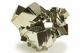 Gleaming Striated Cubic Pyrite Cluster - Peru #337372-1